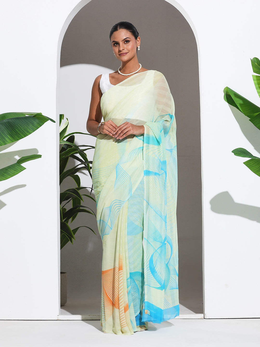 Floral Printed Crepe Saree
