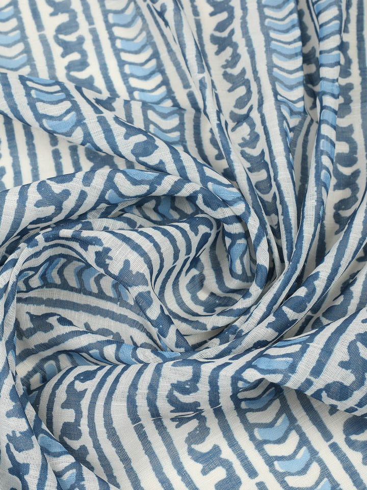 Printed Cotton Blend Unstitched Suit With Pant &amp; Dupatta