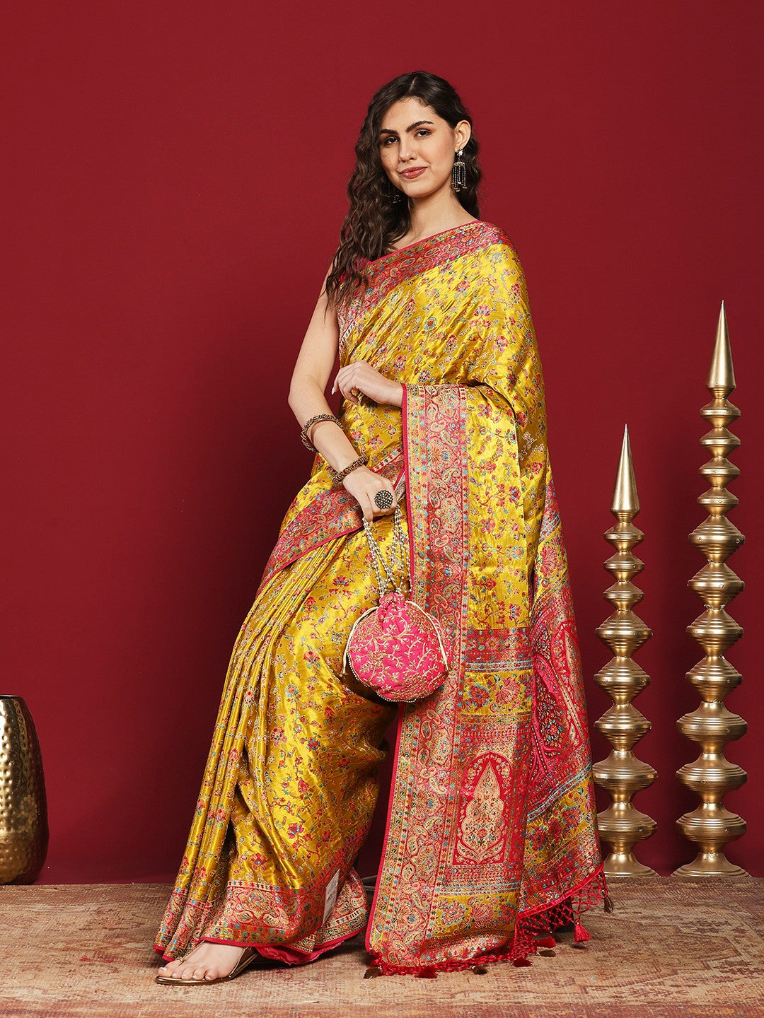 Woven Design Satin Saree