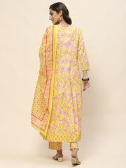 Printed Cotton Suit Set With Dupatta