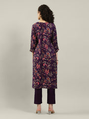Neck Embroidered Muslin Kurta With Pants