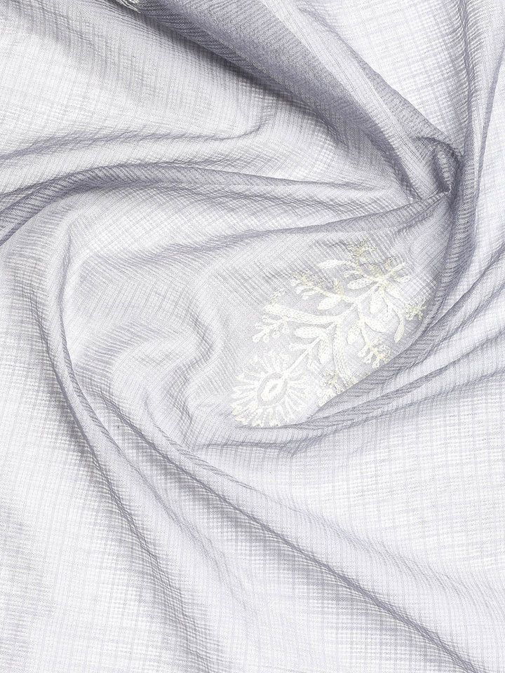 Neck Embroidered Cotton Blend Unstitched Suit Piece With Dupatta