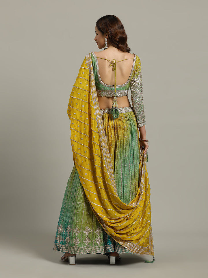 Bandhani Crepe Choli With Lehenga &amp; Dupatta