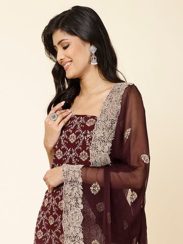 All Over Embroidery Georgette Unstitched Suit Piece With Dupatta