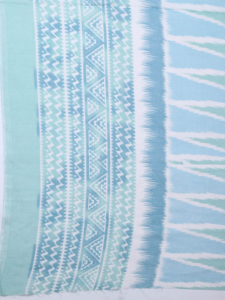 Printed Cotton Blend Unstitched Suit With Pant &amp; Dupatta