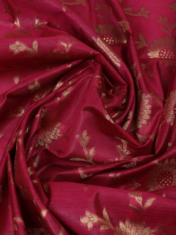 Woven Design Chanderi Unstitched Suit With Pant &amp; Dupatta