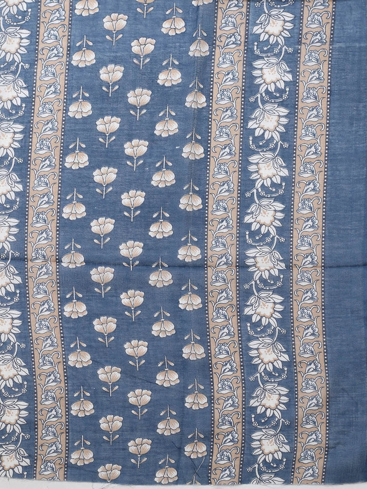 Printed Cotton Blend Unstitched Suit With Pant &amp; Dupatta