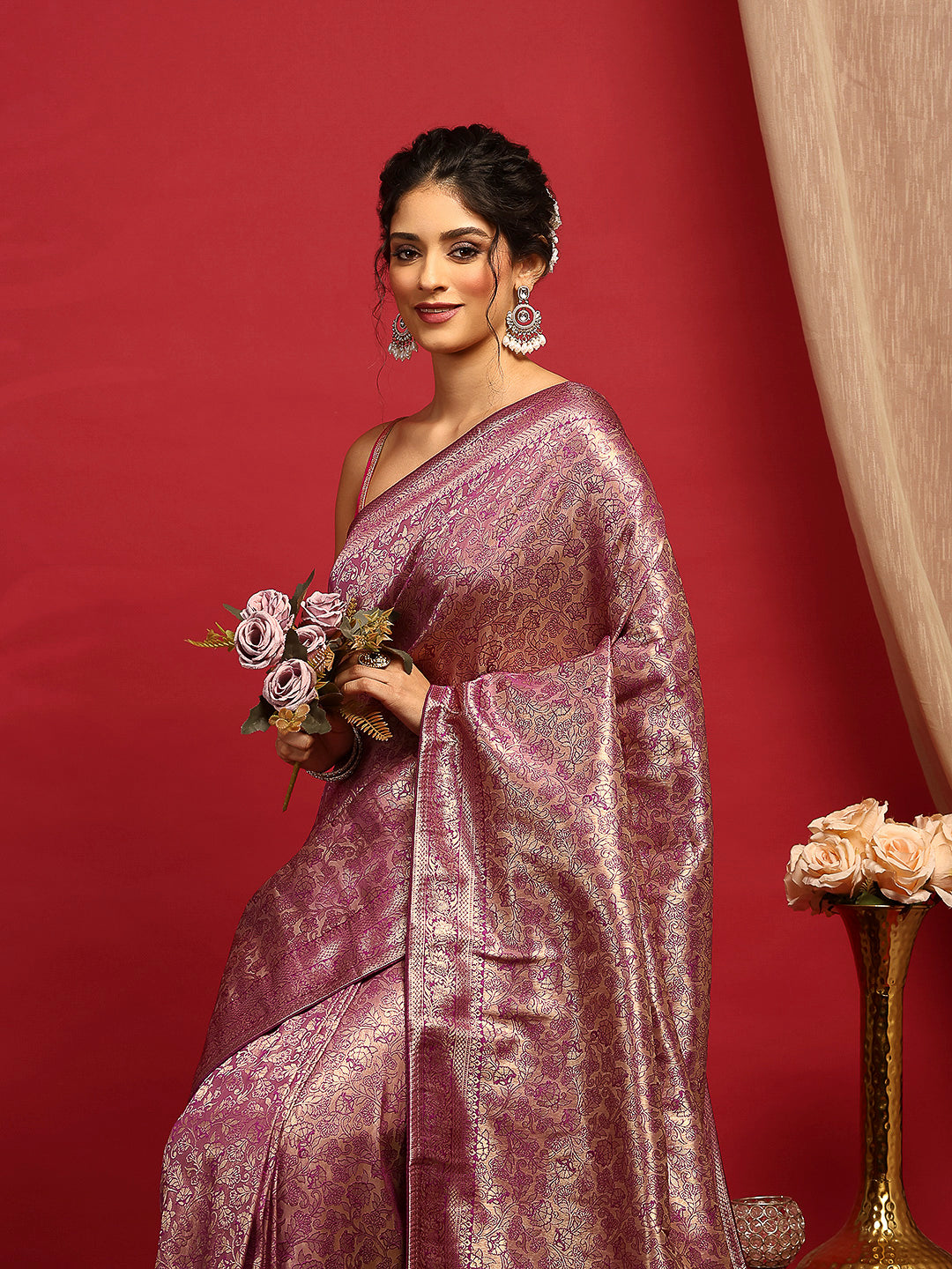 Woven Design Satin Saree