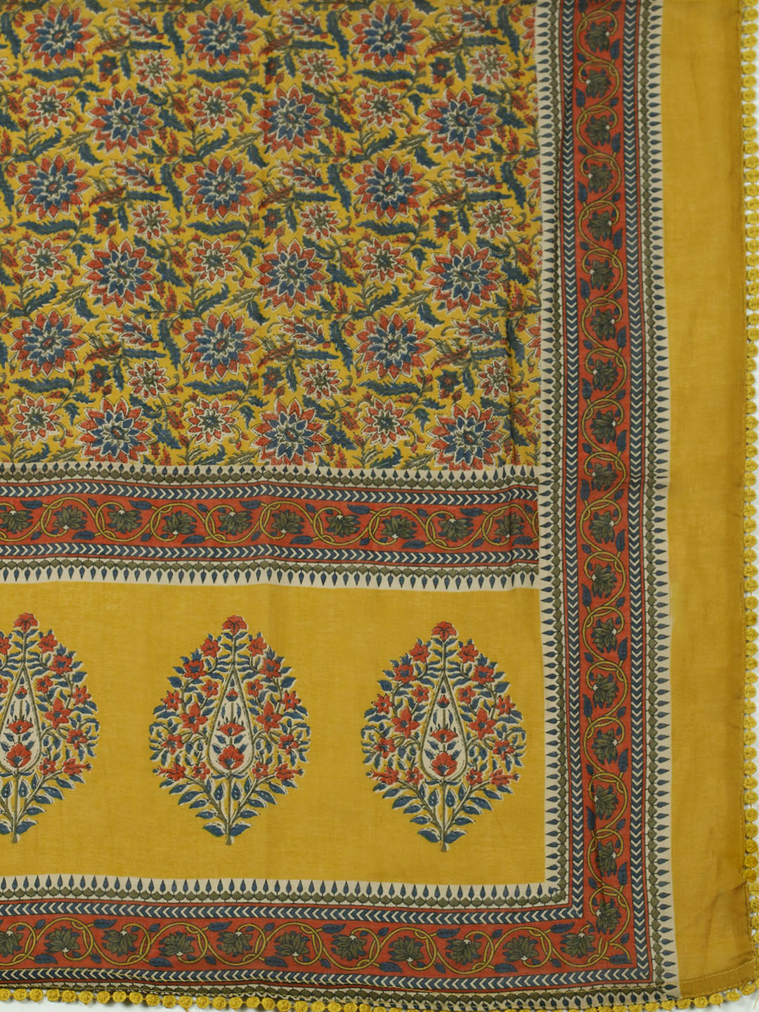 Embroidered Cotton Unstitched Suit With Pant &amp; Dupatta