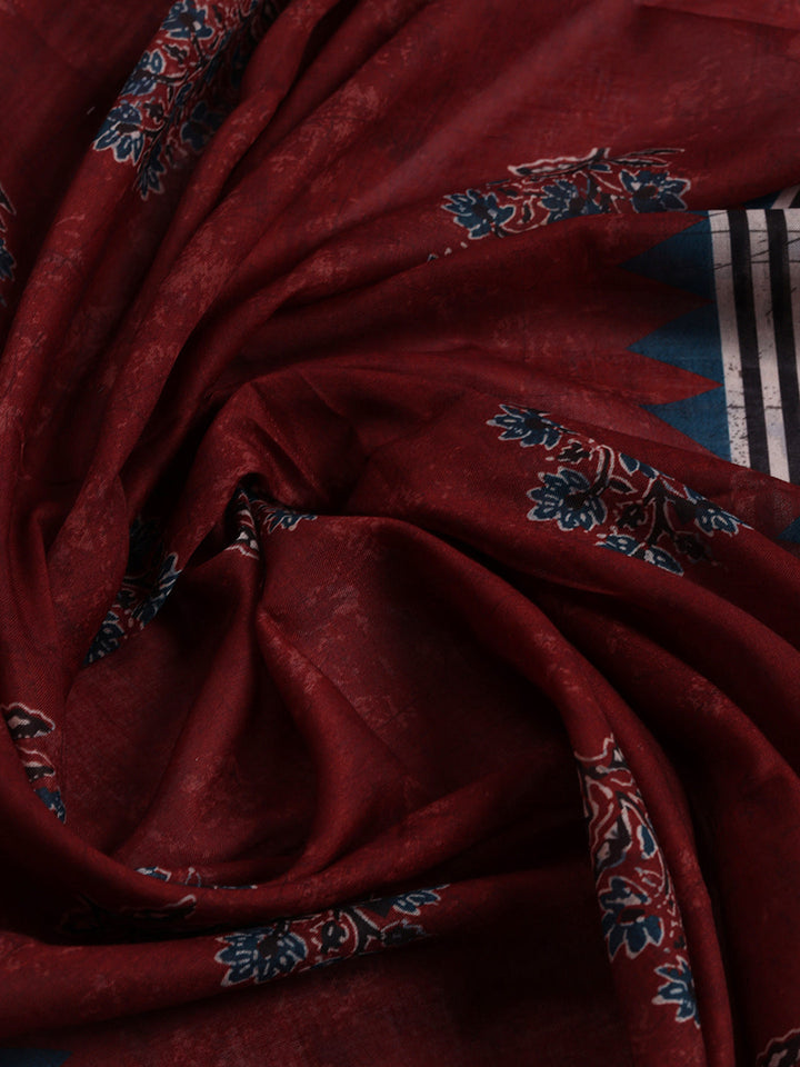 Embroidered Cotton Blend Unstitched Suit With Pant &amp; Dupatta