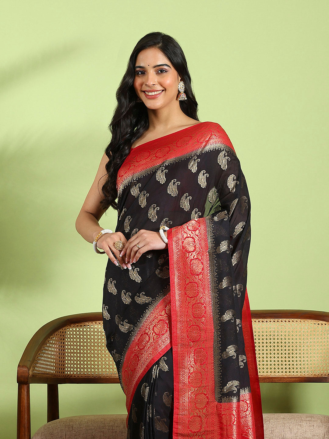 Plain Crepe Saree