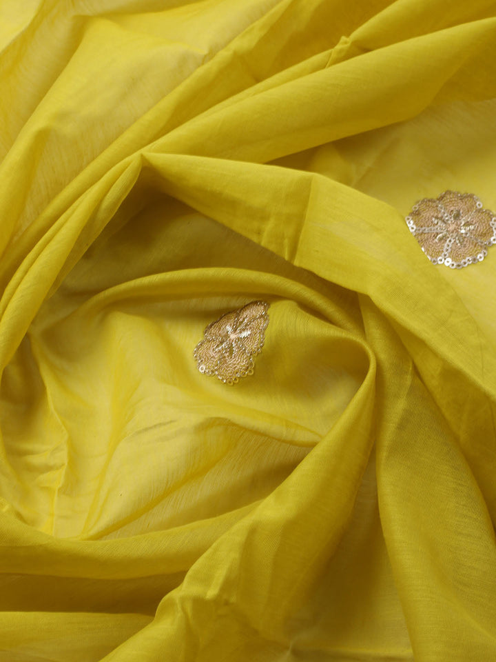 Embroidered Chanderi Unstitched Kurta With Pant &amp; Dupatta