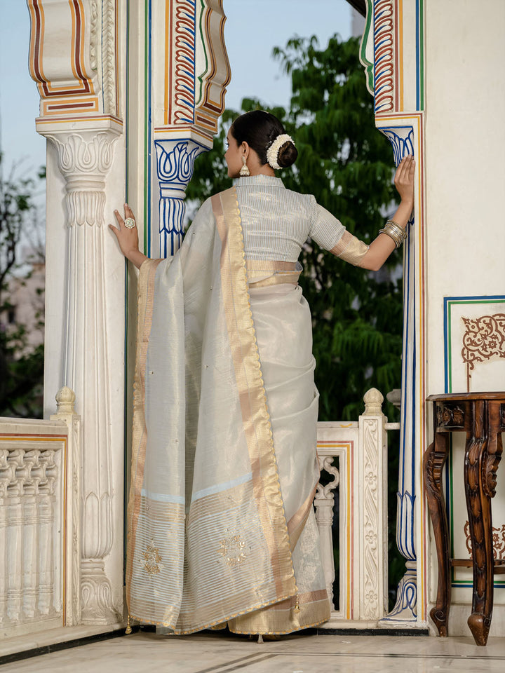 Embroidered Linen Blend Saree