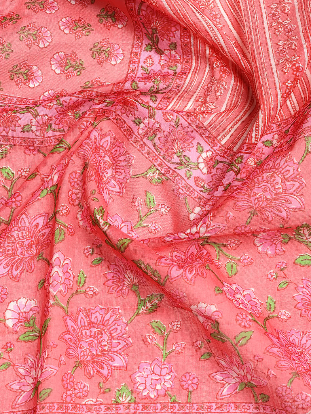 Printed Cotton Blend Unstitched Suit With Dupatta