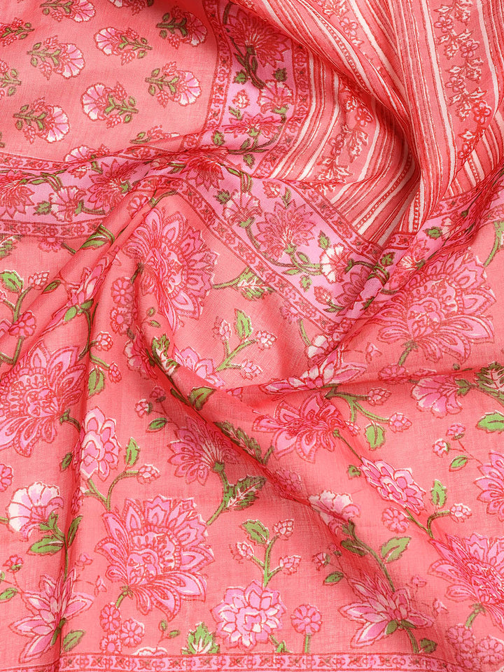 Printed Cotton Blend Unstitched Suit With Dupatta