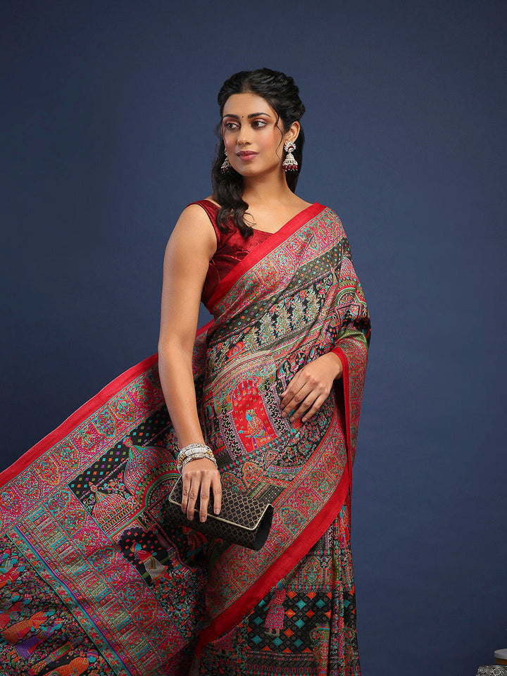 Digital Printed Art Silk Saree