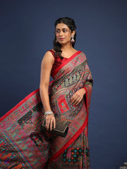 Digital Printed Art Silk Unstitched Suit With Pant & Dupatta