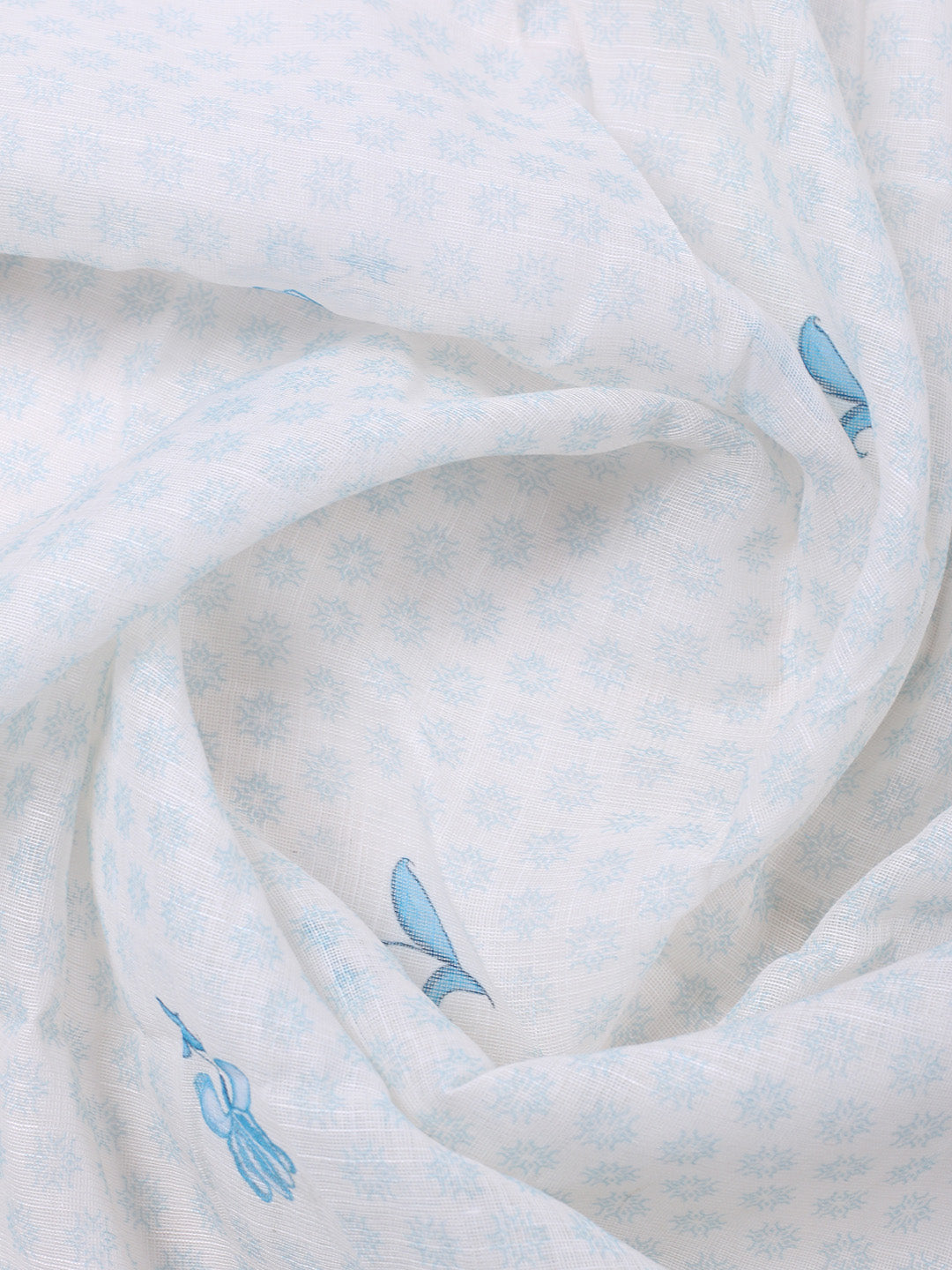 Printed Linen Blend Unstitched Suit With Pant &amp; Dupatta