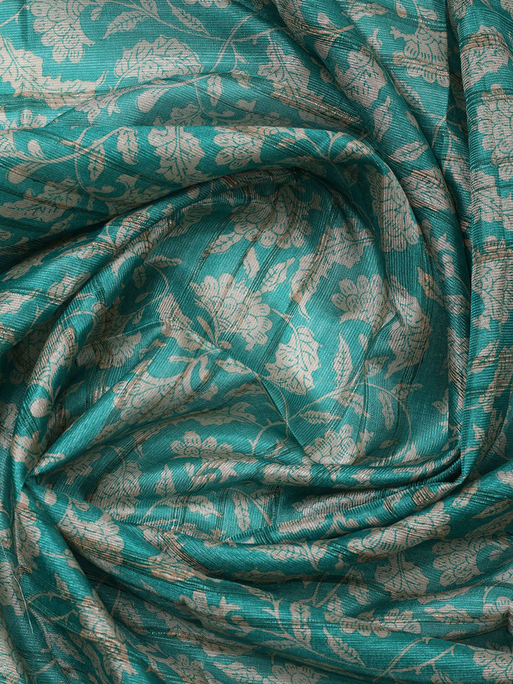 Embroidered Tussar Unstitched Suit With Pant &amp; Dupatta