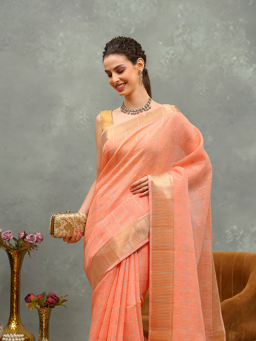 Woven Design Cotton Blend Saree