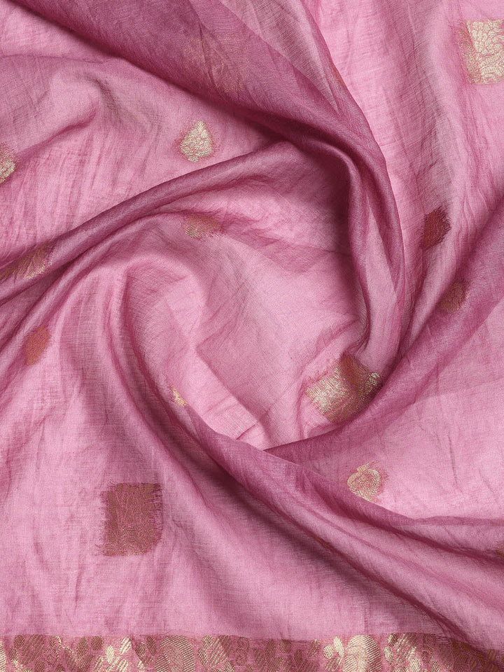 Woven Neck Chanderi Unstitched Suit With Dupatta