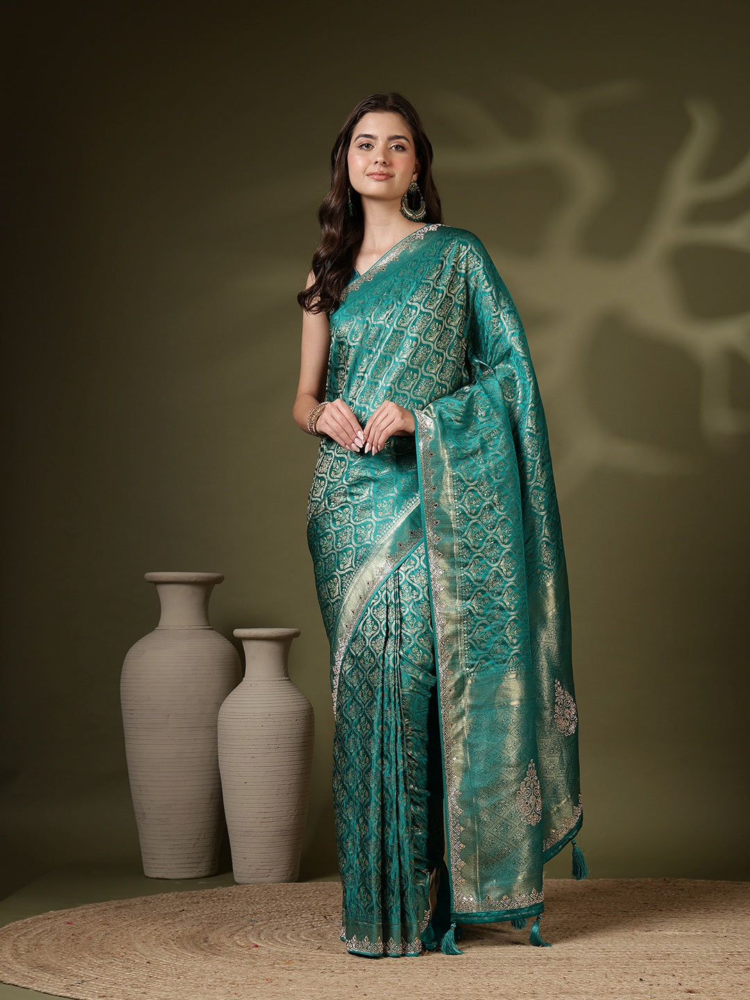 Woven Design Satin Saree