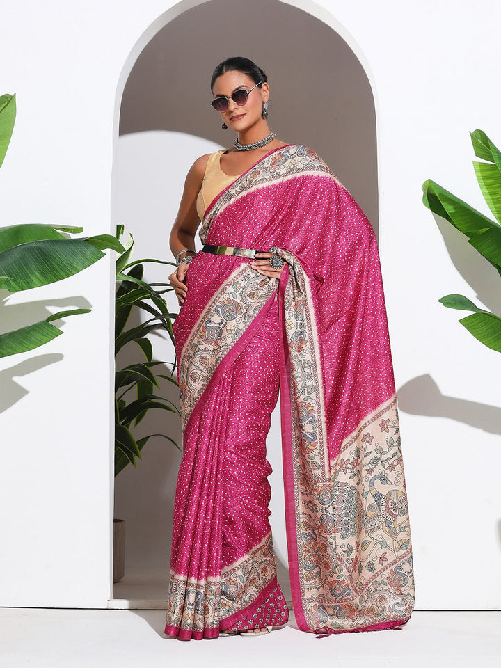 Printed Tussar Silk Saree