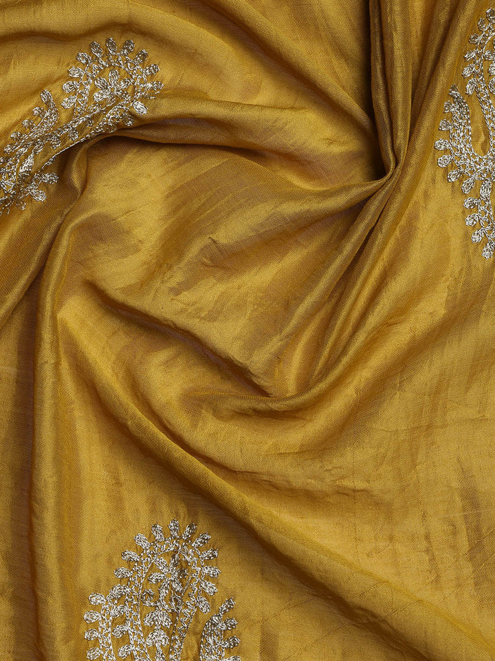 Embroidered Chanderi Unstitched Suit With Dupatta