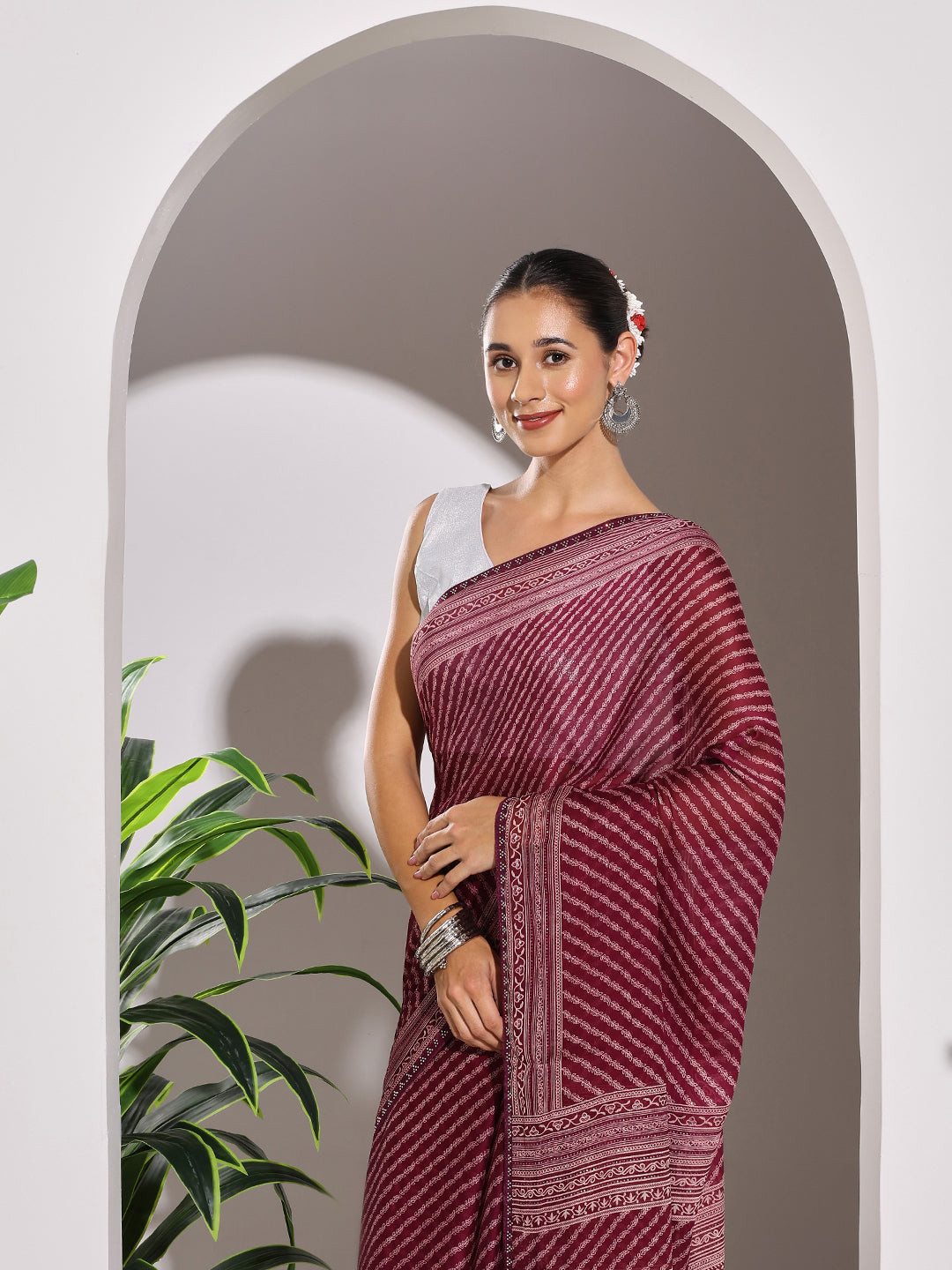 Floral Printed Georgette Saree