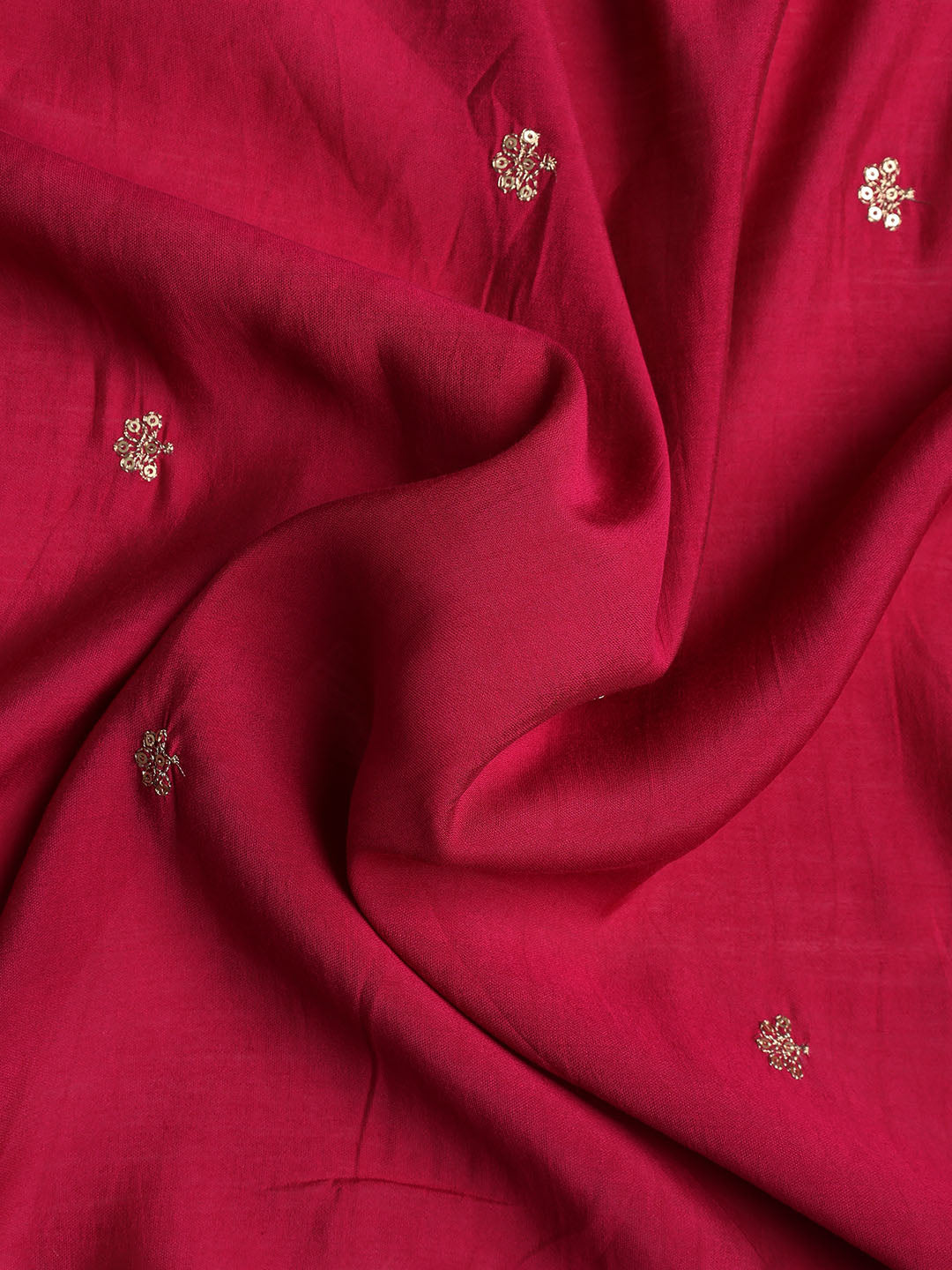 Neck Embroidered Chanderi Unstitched Suit With Dupatta