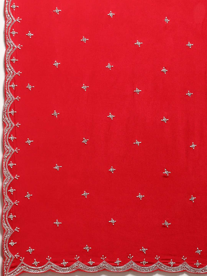 Hand Embroidery Chiffon Saree