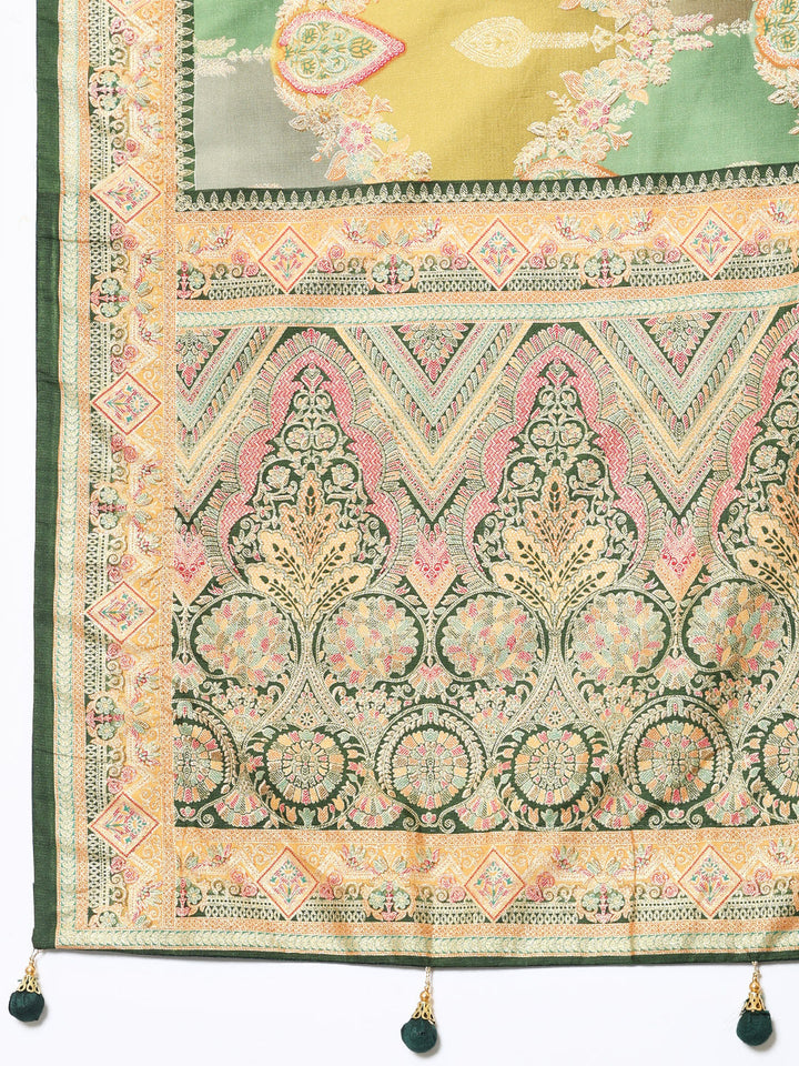 Zari Jaal Woven &amp; Printed Art Silk Saree