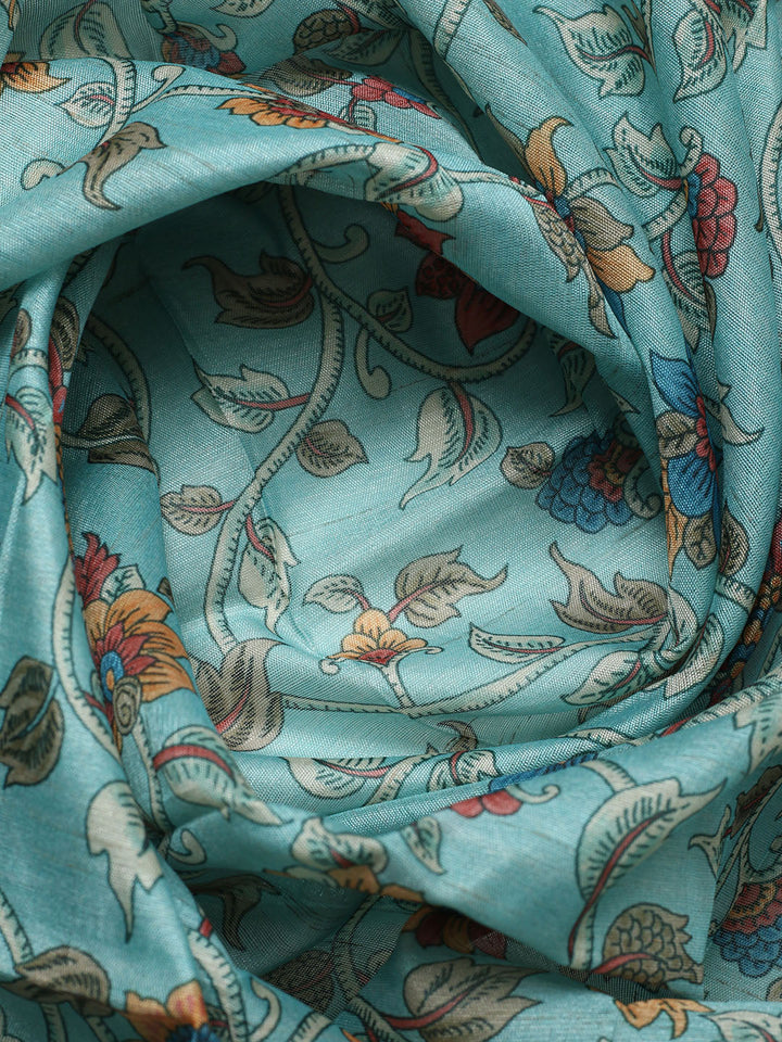 Embroidered Chanderi Unstitched Suit With Pant &amp; Dupatta