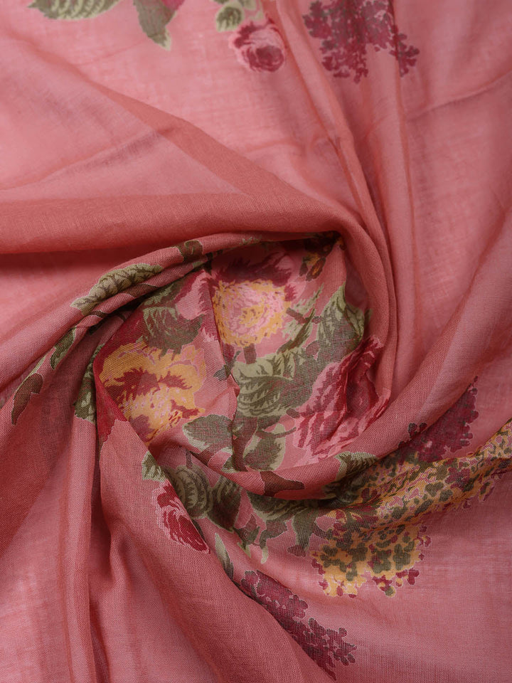 Embroidered Cotton Blend Unstitched Suit With Pant &amp; Dupatta