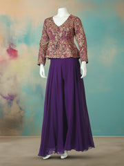 Embroidered Georgette Kurta With Pant & Dupatta