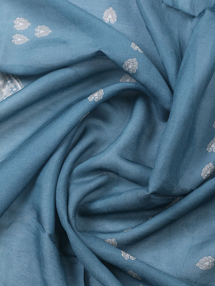 Embroidered Muslin Unstitched Suit With Pant &amp; Dupatta