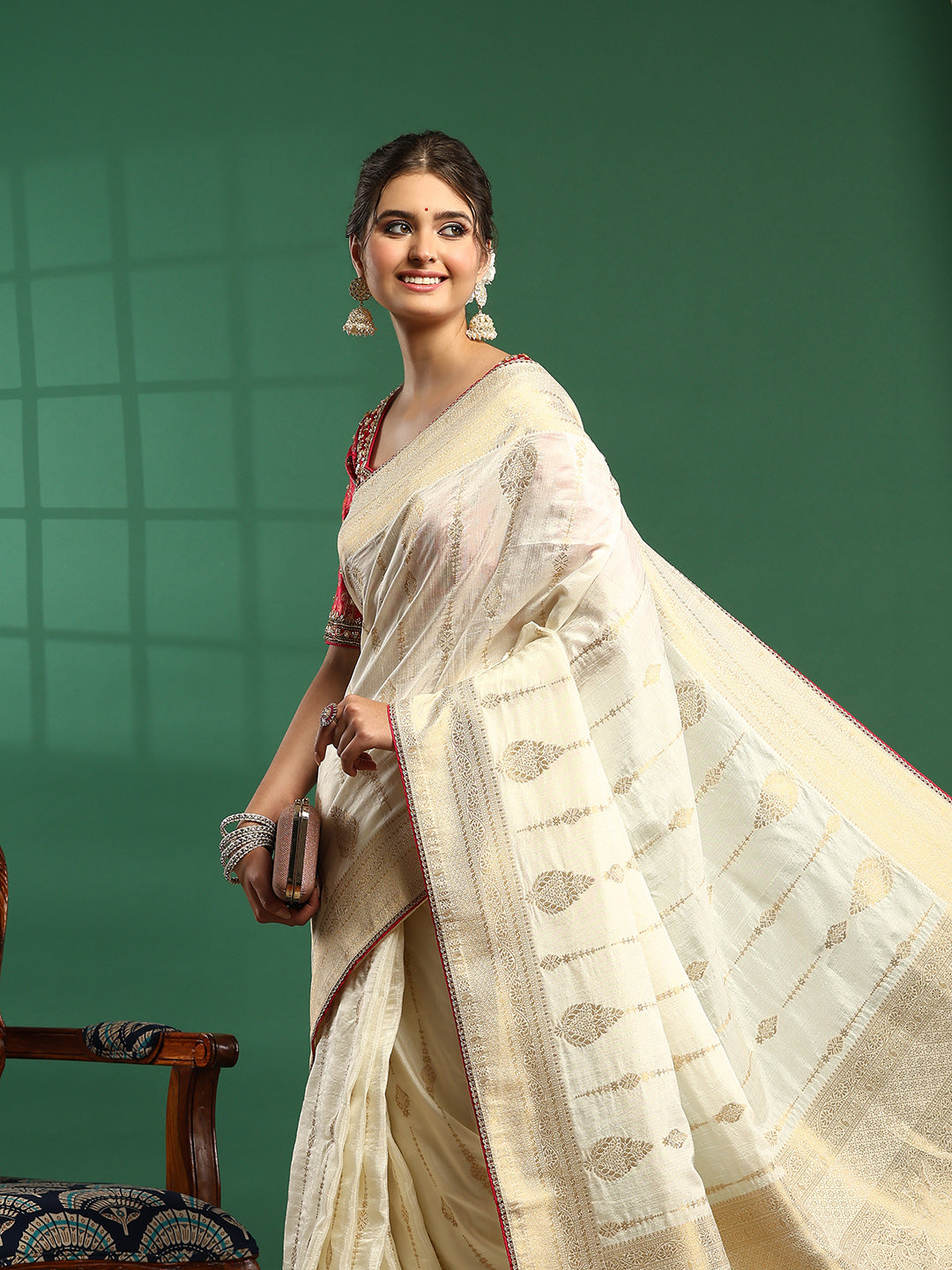 Embroidered Dola Silk Saree