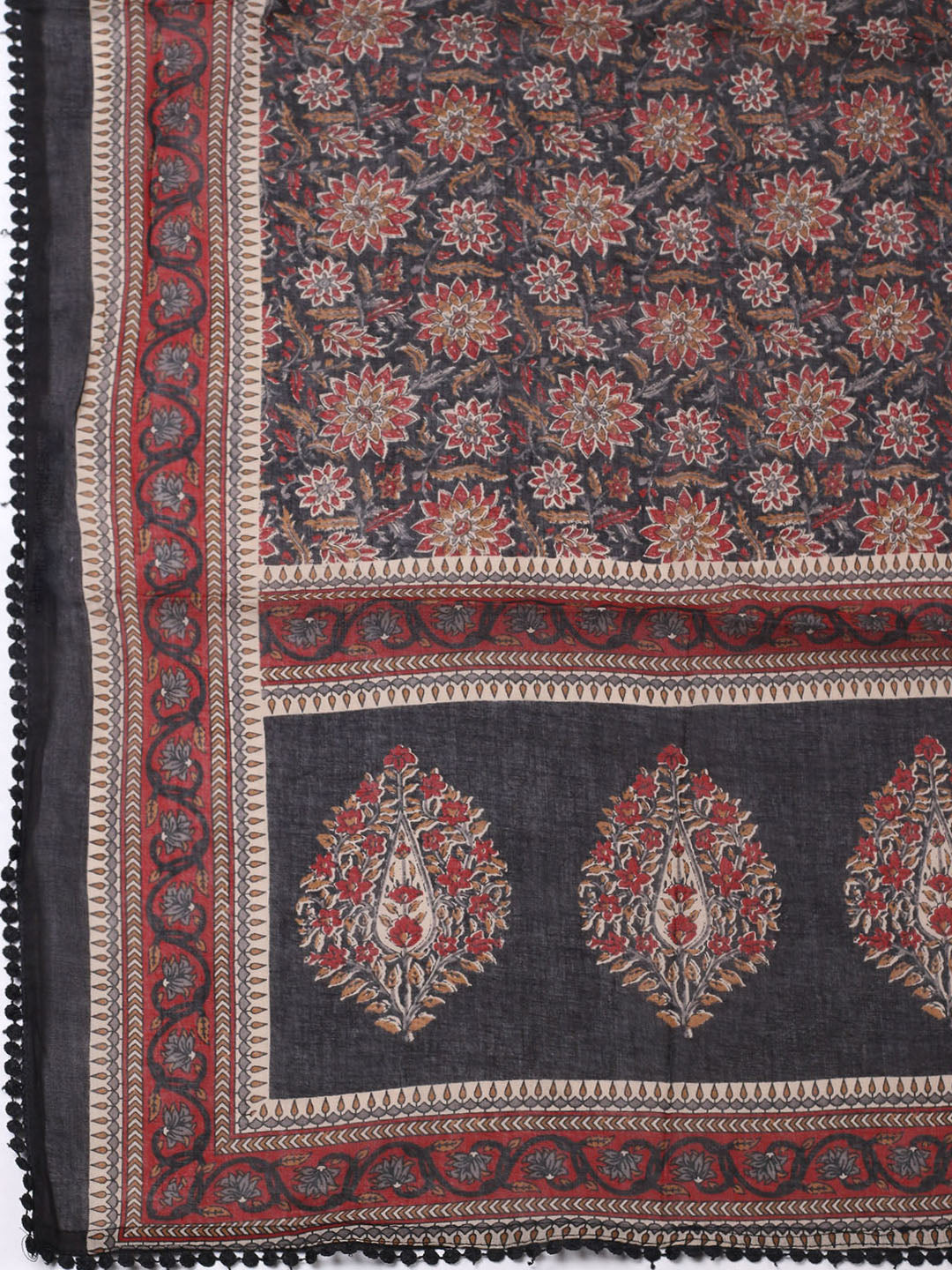 Embroidered Cotton Unstitched Suit With Pant &amp; Dupatta