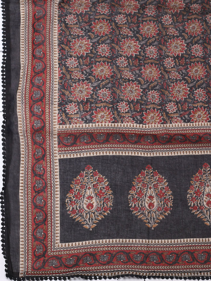 Embroidered Cotton Unstitched Suit With Pant &amp; Dupatta