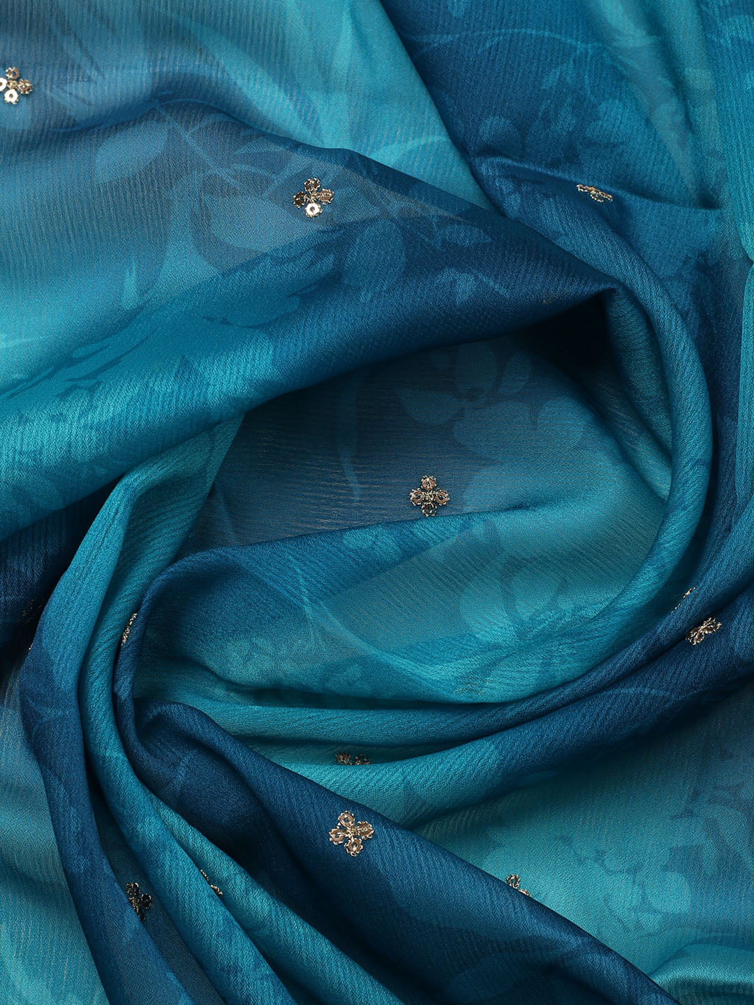 Embroidered Art Silk Unstitched Suit With Pant &amp; Dupatta