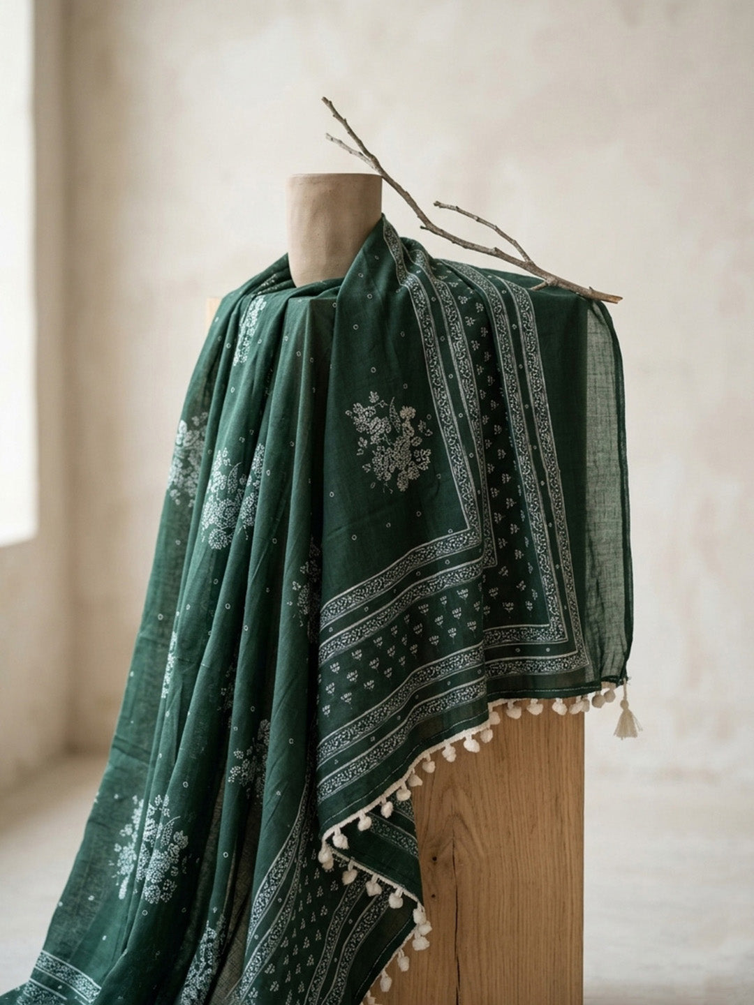 Embroidered Cotton Blend Unstitched Suit With Pant &amp; Dupatta