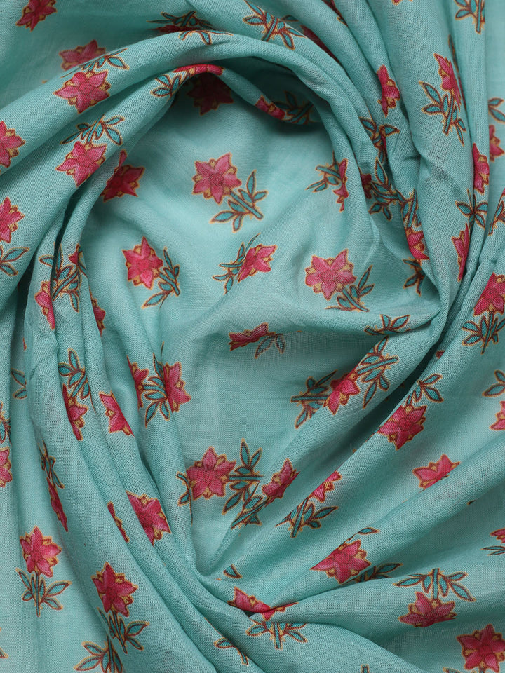 Embroidered Cotton Blend Unstitched Suit With Pant &amp; Dupatta