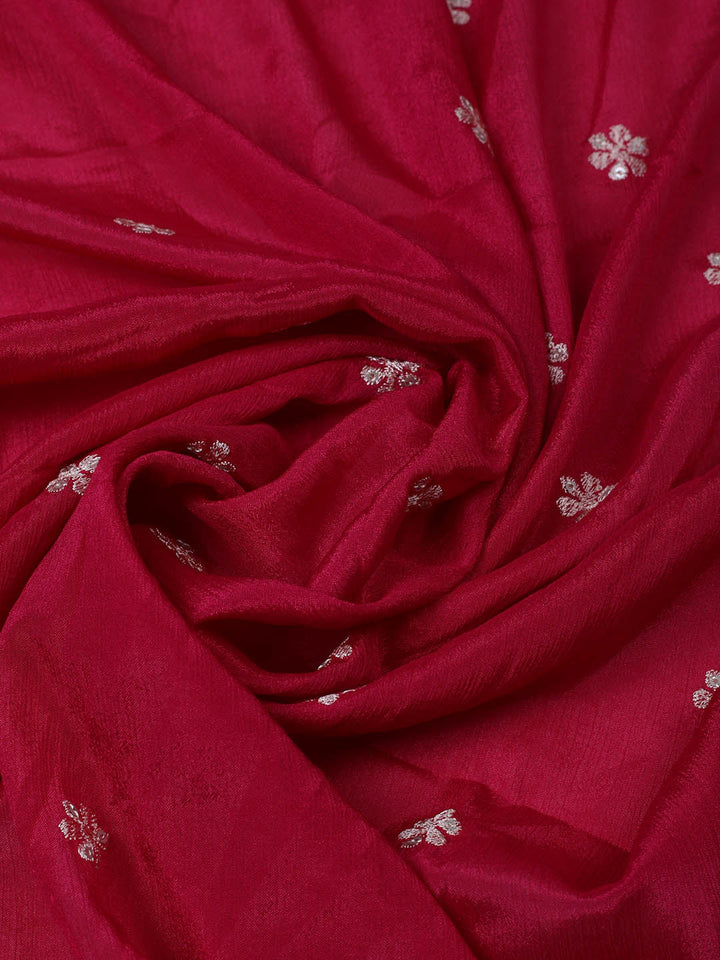 Embroidered Chinon Unstitched Suit With Pant &amp; Dupatta