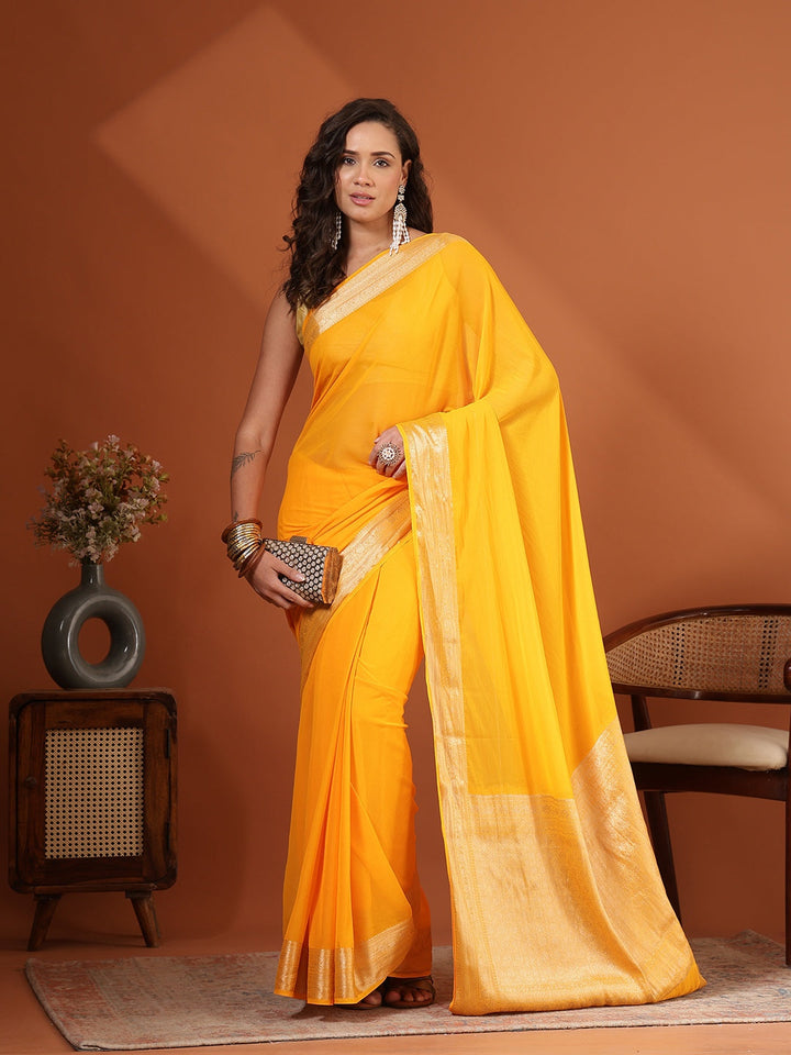 Plain Chiffon Saree