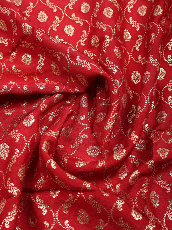 Embroidered Chanderi Unstitched Suit With Pant &amp; Dupatta
