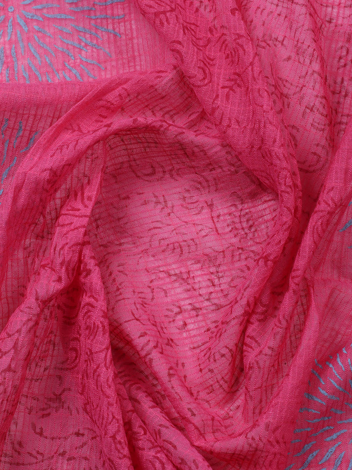 Printed Cotton Blend Unstitched Suit With Pant &amp; Dupatta