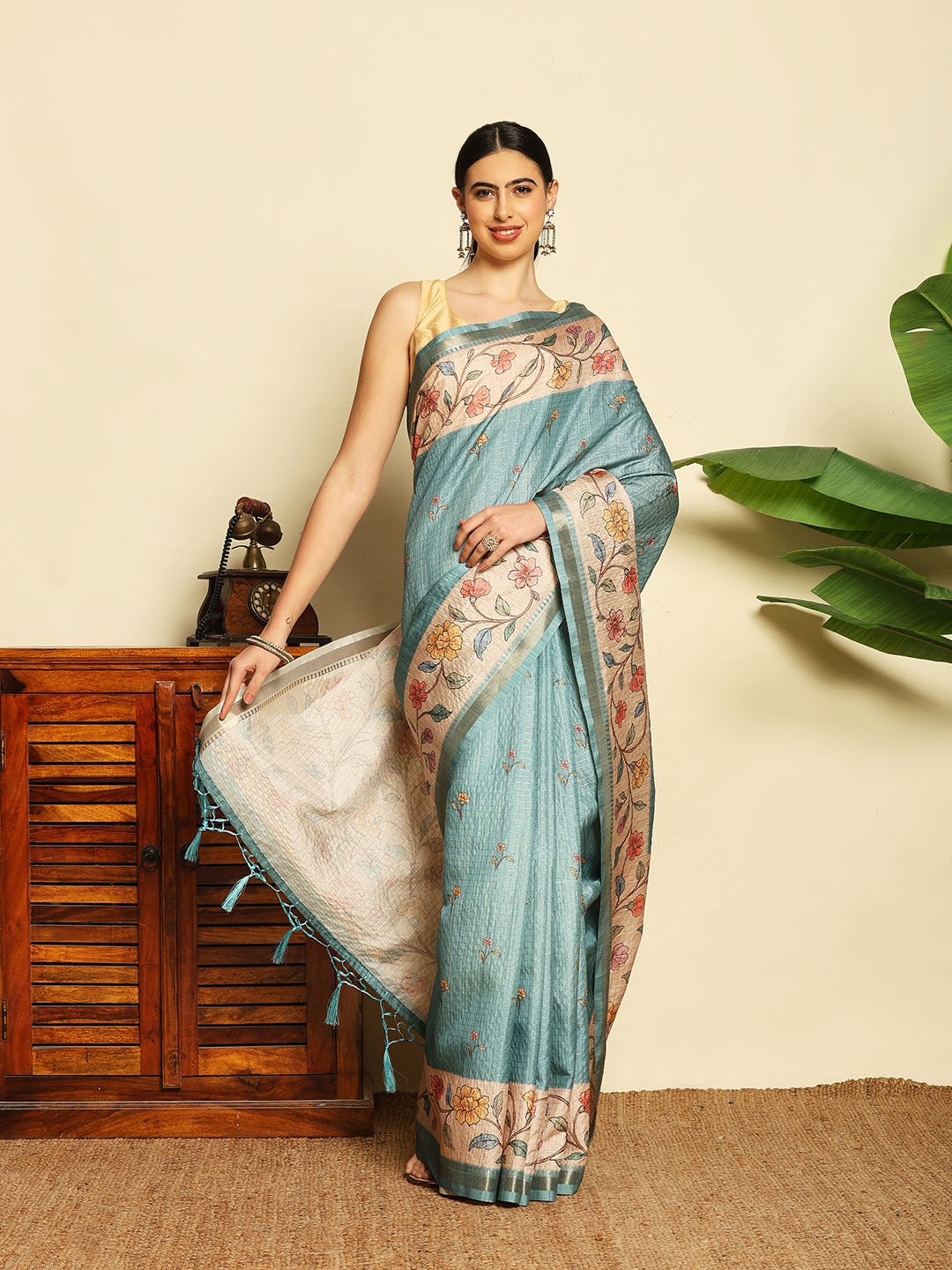 Printed Tussar Saree