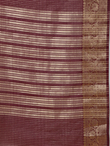 Check Pattern Plain Woven Georgette Saree