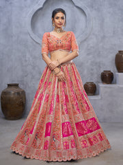 Resham Embroidery Tissue Choli With Lehenga & Dupatta