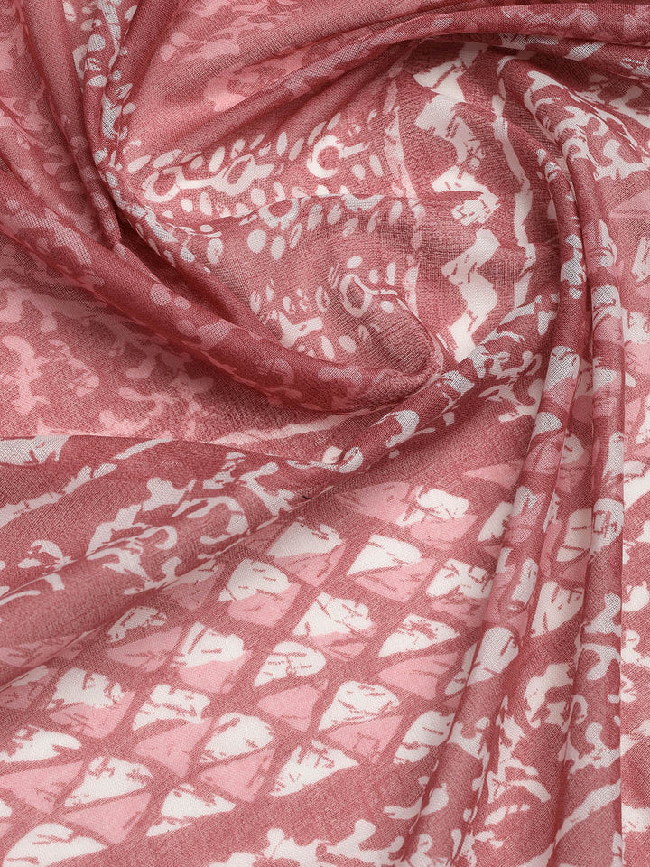 Printed Cotton Blend Unstitched Suit With Dupatta